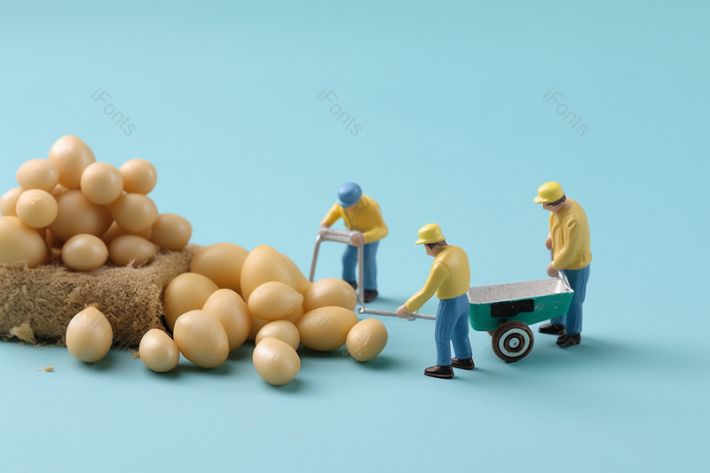 蓝色背景下的创意微距劳动小人,高清,摄影图,摄影图片,图片大全,摄影图免费下载